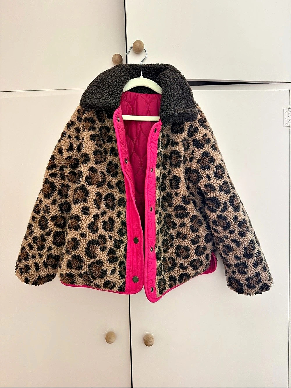 Mini Boden Kids Reversible Animal Print Quilted Jacket in Pink Size 7-8 NWOT
